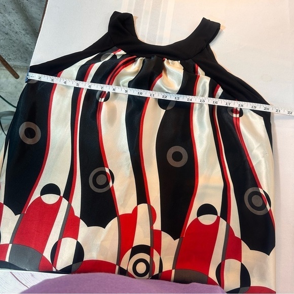 Issue Women’s sleeveless resort dress Vacation resort black white red silky - Picture 4 of 8